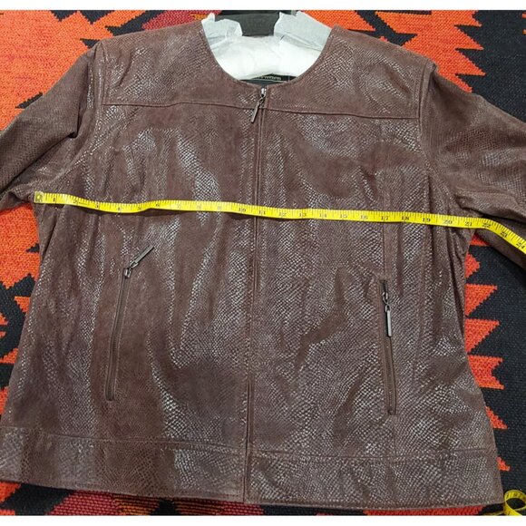 NEW Terry Lewis Women's Brown Snakeskin Style Zip Up Leather Jacket. Large - Picture 5 of 16